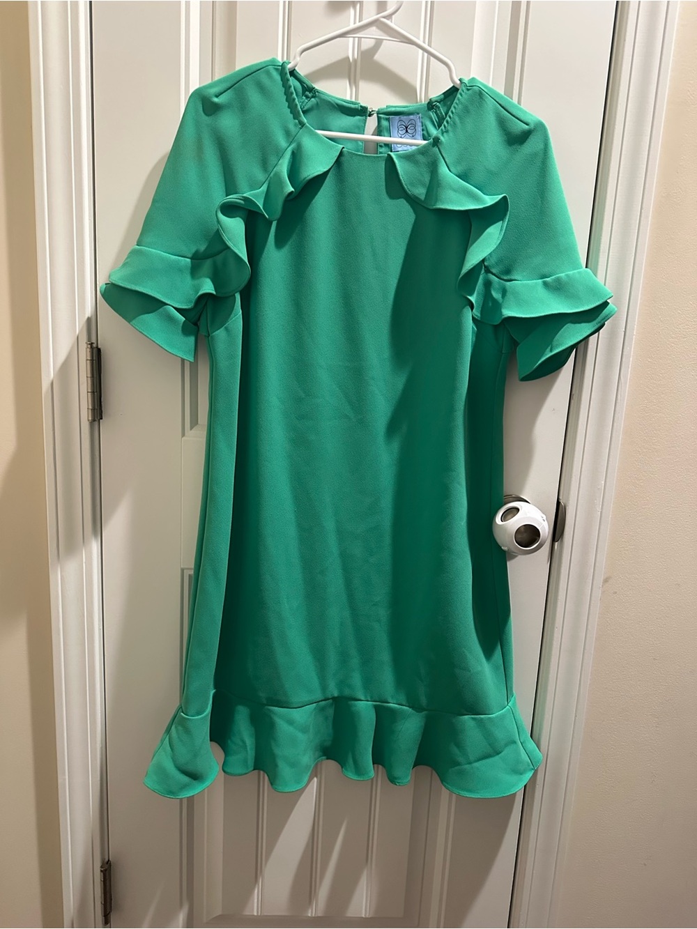 Emerald Green Ruffle Sleeve A-Line Dress